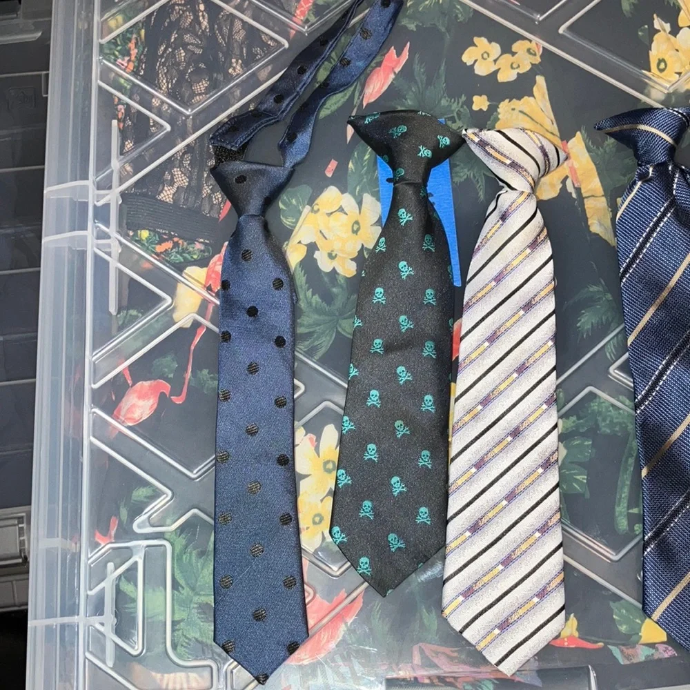Boys, formal neck ties, blue gray mixed pattern